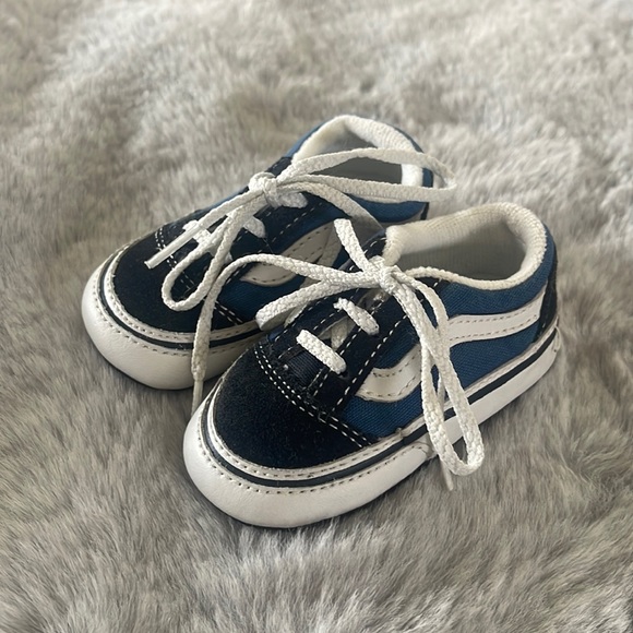 Vans Shoes Vans Baby Crib Shoes Sz 2 Soft Sole Blue Black White Boy